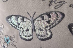 Embroidered Butterfly Cushion - Come and Fly Away With Me