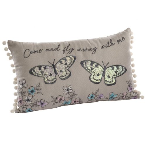 Embroidered Butterfly Cushion - Come and Fly Away With Me