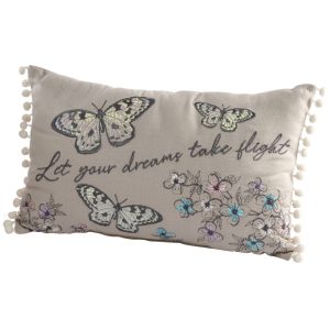 Embroidered Butterfly Cushion - Let Your Dreams Take Flight