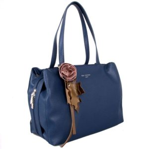 Red Cuckoo - 388 - Navy Blue Flower Detail Grab Bag Shoulder Bag