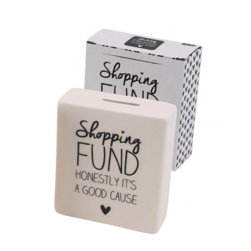 Absolutely Fabulous 'Shopping Fund' Cream Ceramic Money Bank - CGB Giftware