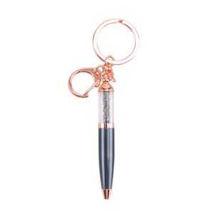 Dark Grey and Rose Gold Ballpoint Pen Keyring - Willow and Rose