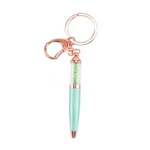 Green and Rose Gold Ballpoint Pen Keyring - Willow and Rose