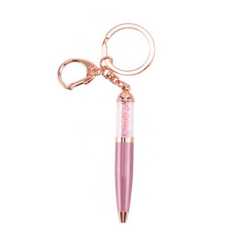 Pink and Rose Gold Ballpoint Pen Keyring - Willow and Rose