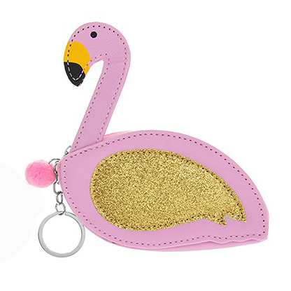Gold Glitter Flamingo Coin Purse Keyring - Lesser and Pavey