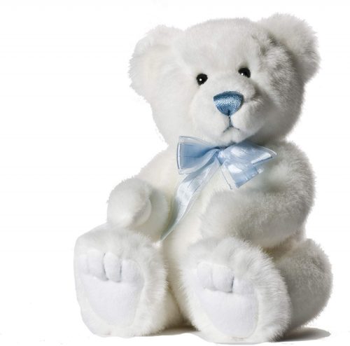 Icicle the White Teddy Bear with Blue Ribbon, 11 inch - Aurora World