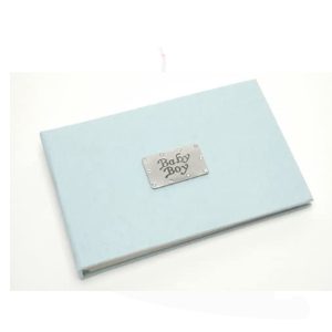 Baby Boy Blue Pocket Photo Album with Pewter - Metal Planet