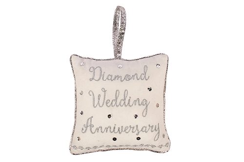 Diamond Wedding Anniversary Cushion Hanger, 18x18cm