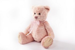 Pink Plush Teddy Bear With Bow - Langs