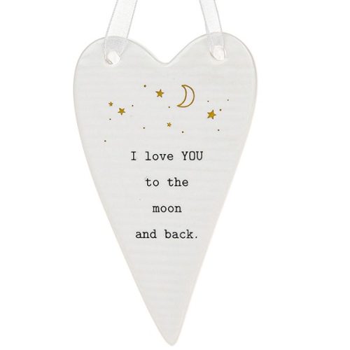 'I Love YOU to the Moon and Back' Ceramic Heart Hanging Plaque - Thoughtful Words