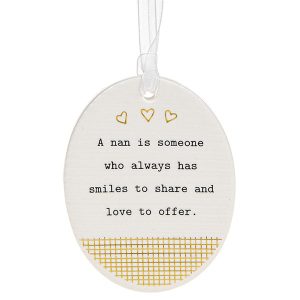 'A Nan is Someone Who Always Has Smiles to Share and Love to Offer' Ceramic Oval Hanging Plaque - Thoughtful Words