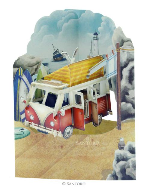 Santoro Camper Van 3D Pop-Up Swing Card - Greetings and Birthday Card