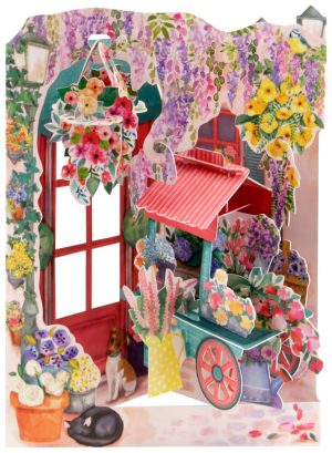 Santoro Florist and Flower Cart 3D Pop-Up Swing Card - Greetings and Birthday Card