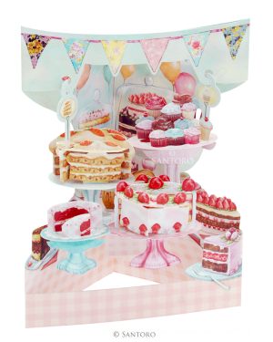 Santoro Home Baked Cakes 3D Pop-Up Swing Card - Greetings and Birthday Card