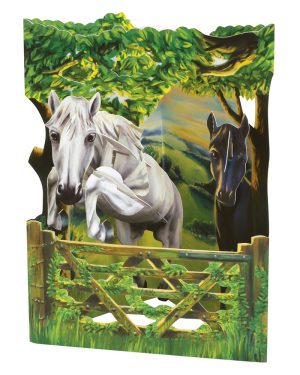 Santoro Jumping Horse 3D Pop-Up Swing Card - Greetings and Birthday Card