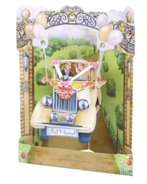 Santoro Wedding Car 3D Pop-Up Swing Card - Greetings and Birthday Card