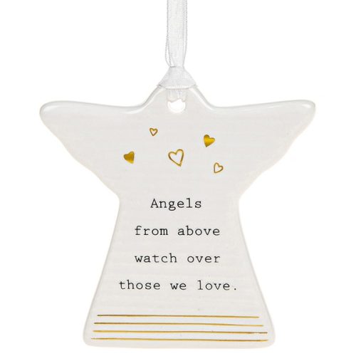 'Angels From Above Watch Over Those We Love' Ceramic Guardian Angel Hanging Plaque - Thoughtful Words