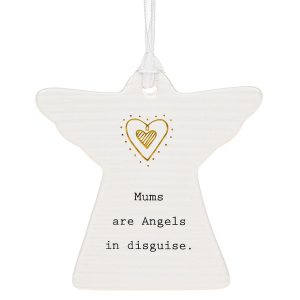 'Mums Are Angels In Disguise' Ceramic Guardian Angel Hanging Plaque - Thoughtful Words