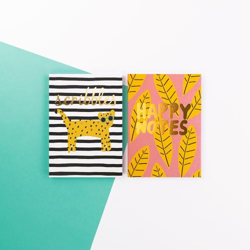 Brush and Moon Two Pack Notebooks - Scribbles and Happy Notes - Soul UK, BMNBP01