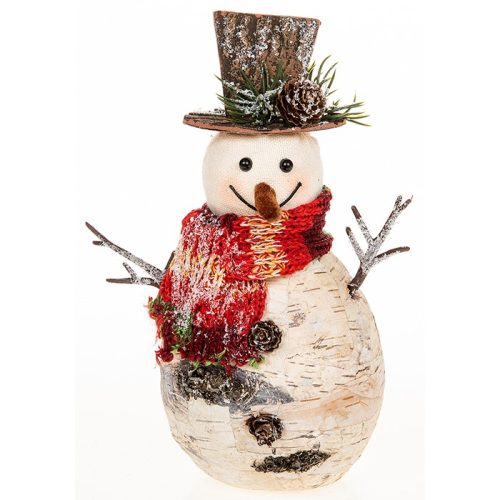 Birch Jolly Fat Snowman With Top Hat Christmas Decoration, 23 x 14 cm - Shudehill