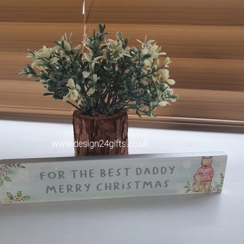 Christmas Bear Standing Block Plaque 'For The Best Daddy Merry Christmas' - Langs