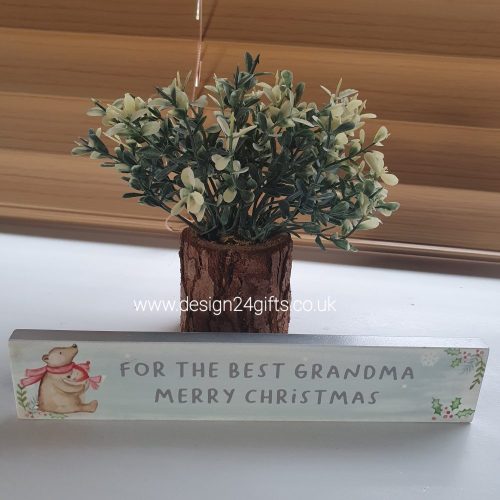 Christmas Bear Standing Block Plaque 'For The Best Grandma Merry Christmas' - Langs