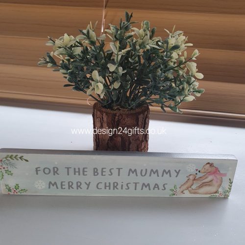 Christmas Bear Standing Block Plaque 'For The Best Mummy Merry Christmas' - Langs