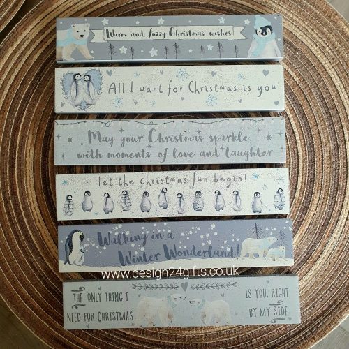 Penguins 'All I Want For Christmas Is You' Winter Glitter Standing Block Plaque - Langs