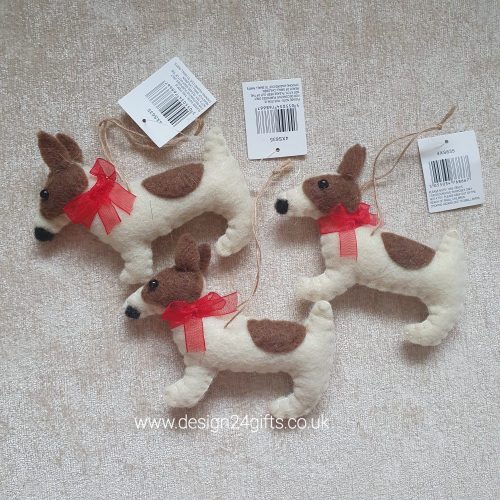 Felt Dog With Red Scarf Hanging Decoration - Langs