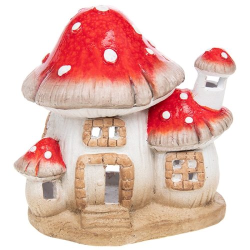 Medium Ceramic Magic Mushroom House Tea Light Holder, 16 x 15 x 11 cm - Shudehill Gifts