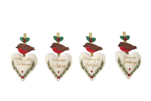 Felt Robin Heart Cushion Hanger 'Seasons Greetings' - 14 cm - Langs
