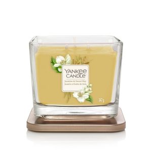 Yankee Candle Elevation Collection - Jasmine and Sweet Hay - Medium 3-Wick Square Candle