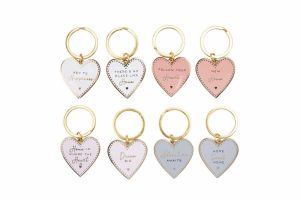 'There's No Place Like Home' Blush Enamel Heart Keyring