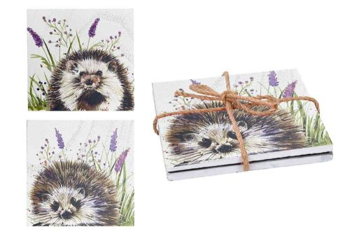 Woodland Hedgehog Set of 2 Wooden Coasters - Langs