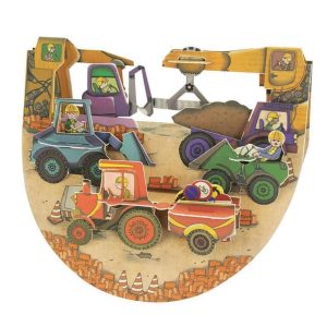 Santoro Tractors and Diggers Popnrock 3D Pop-Up Card - Greetings and Birthday Card