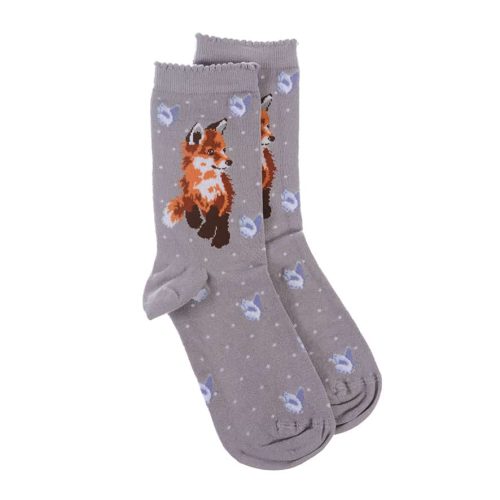 'Born to be Wild’ Grey Fox Socks - Wrendale Designs