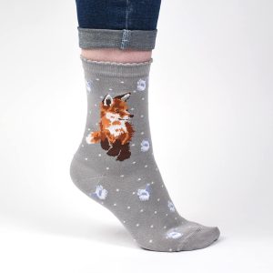 'Born to be Wild’ Grey Fox Socks - Wrendale Designs