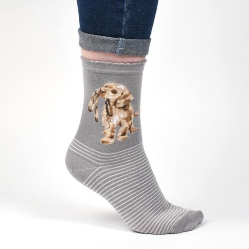 'Hopeful' Grey Dog Socks - Wrendale Designs