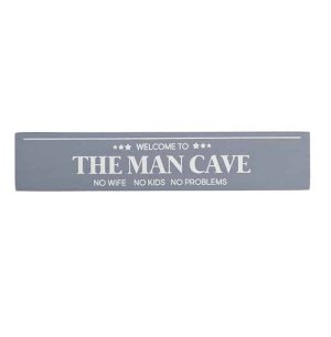 'Welcome to the Man Cave. No Wife. No Kids. No Problems' Standing Block Sign - Langs