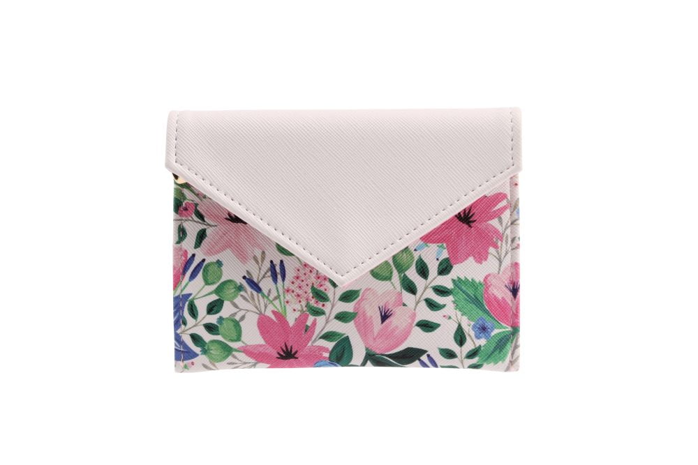 Painted and Pressed Floral White and Pink Purse