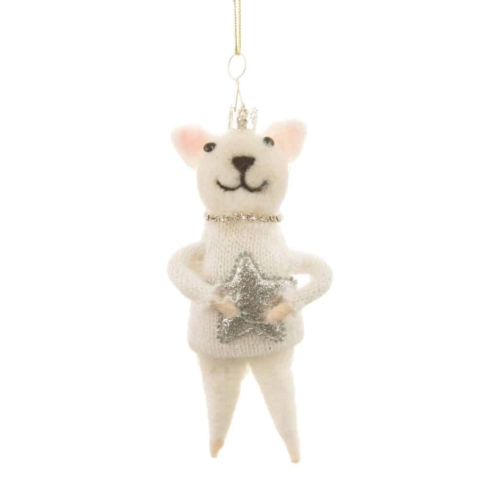 Christmas Felt Cat with Star Hanging Decoration - Sass and Belle