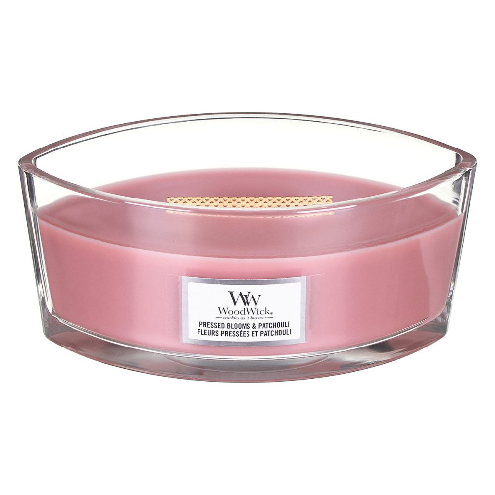 WoodWick HearthWick Pressed Blooms and Patchouli Ellipse Candle