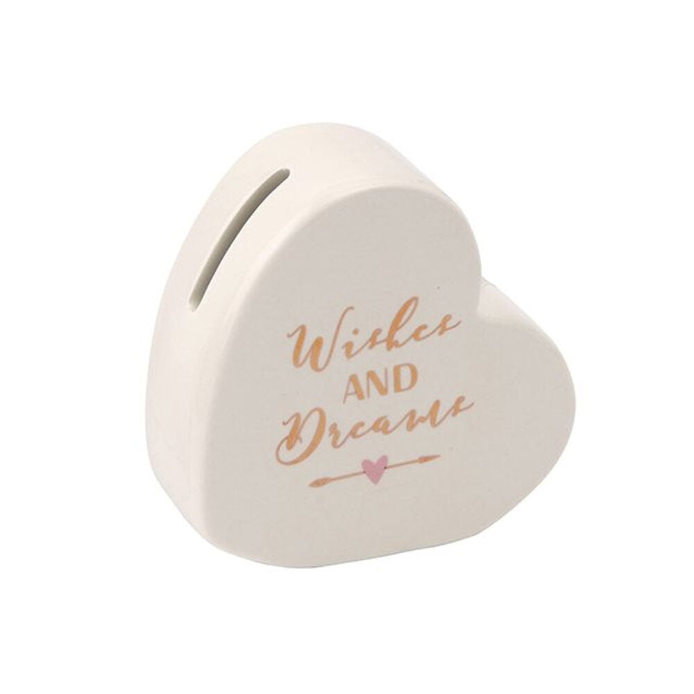 Wishes and Dreams Ceramic Heart Shaped Money Bank - CGB Giftware