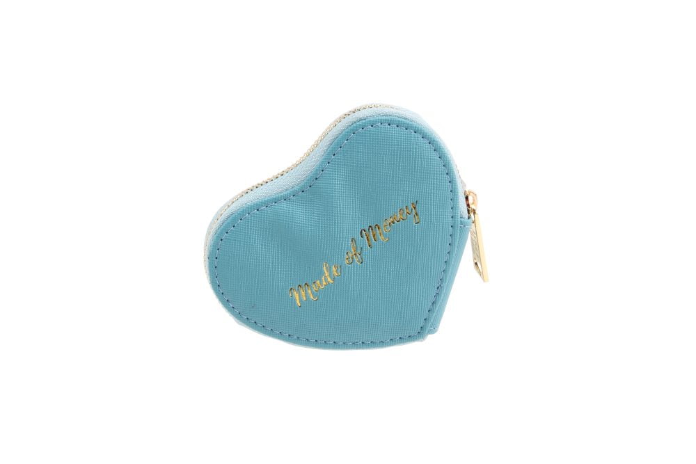 'Made of Money' Teal Heart Shaped Coin Purse - Willow and Rose