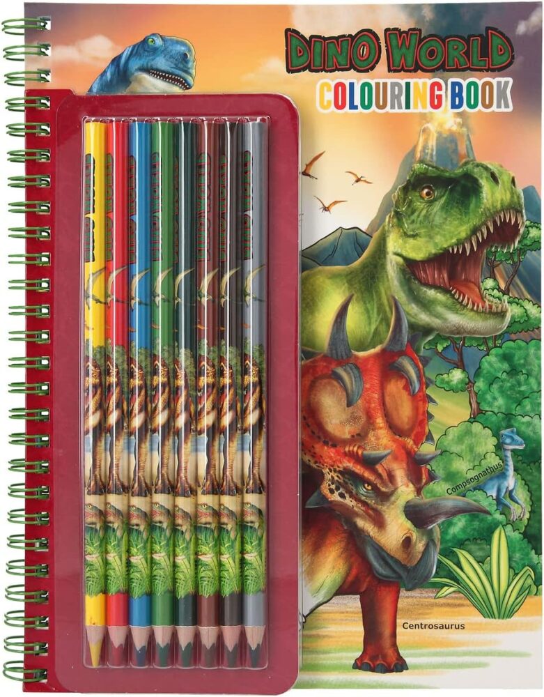 Dino World Colouring Sticker Book with Colouring Pencils Set 11385 - Depesche