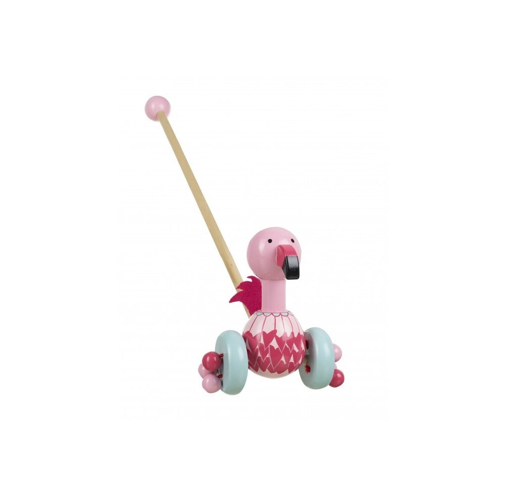 Flamingo Push Along Wooden Toy - Orange Tree Toys