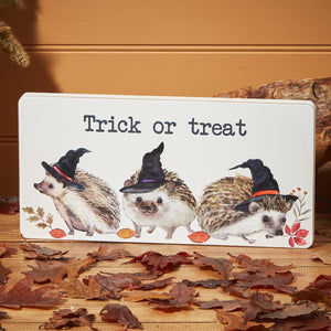 Trick or Treat Halloween Hedgehog Plaque - Langs