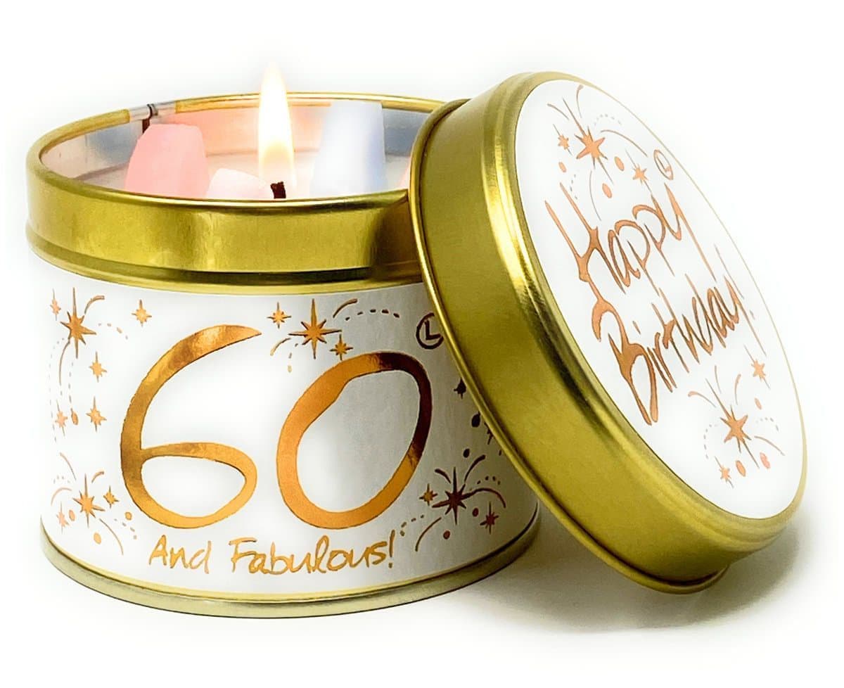 lily flame happy 60th birthday tinned candle