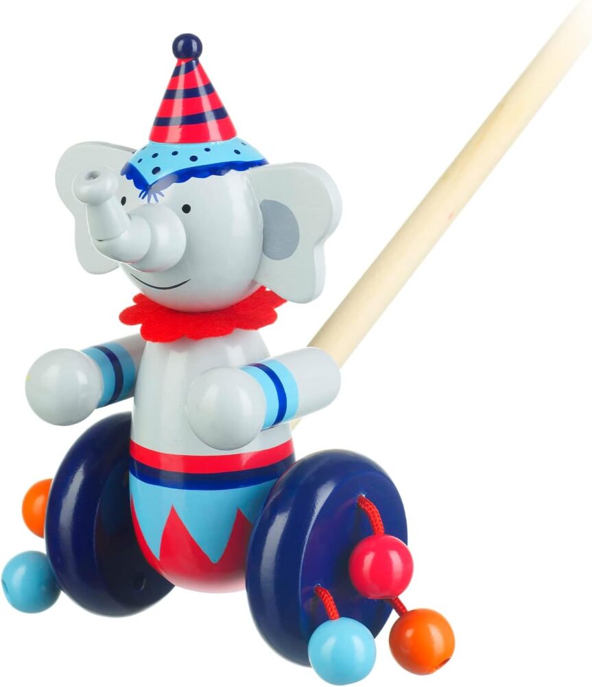 Circus Elephant Push Along Wooden Toy - Orange Tree Toys