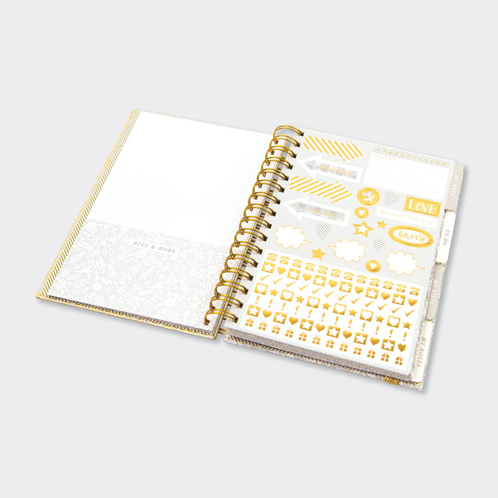 Lustre Gold Foiled Floral Weekly Planner Personal Organiser - Rachel Ellen Designs